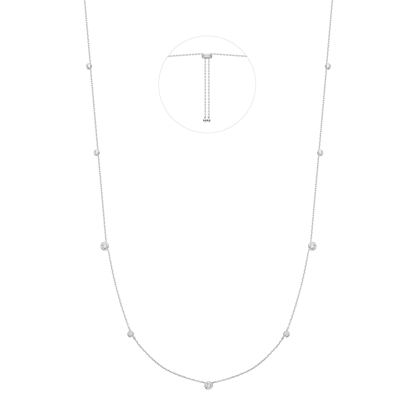 Silver Bezel Cubic Zirconia Station Necklace
