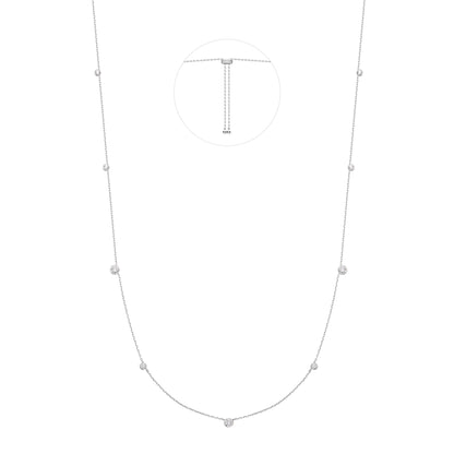 Silver Bezel Cubic Zirconia Station Necklace
