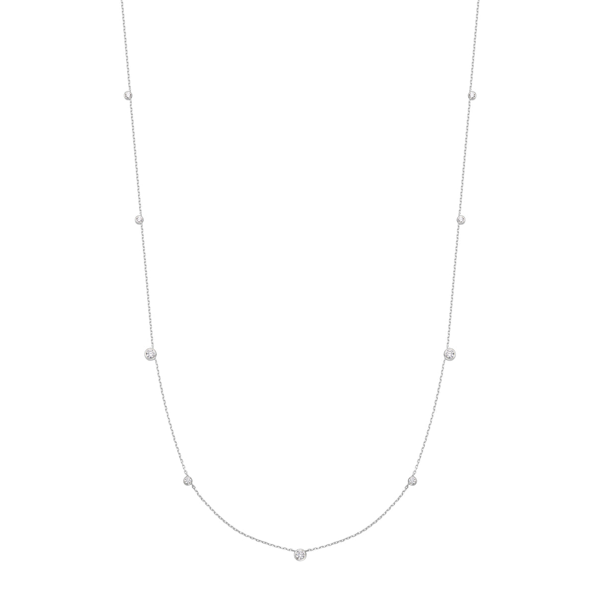 Silver Bezel Cubic Zirconia Station Necklace
