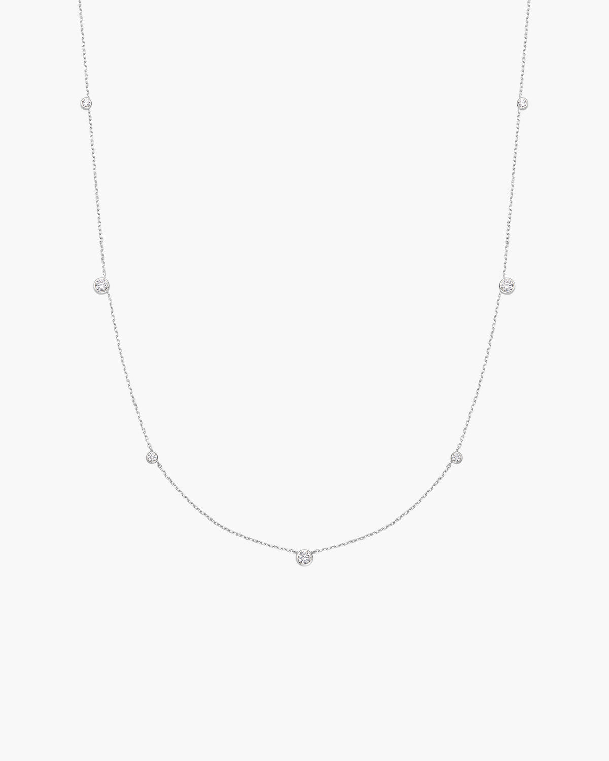 Silver Bezel Cubic Zirconia Station Necklace