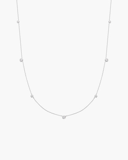 Silver Bezel Cubic Zirconia Station Necklace