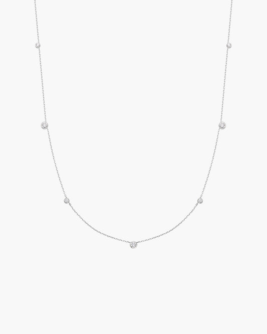 Silver Bezel Cubic Zirconia Station Necklace