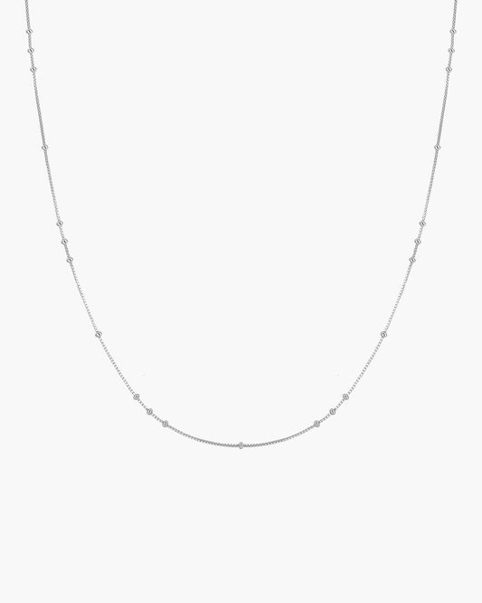 Silver Mini Bead Station Necklace
