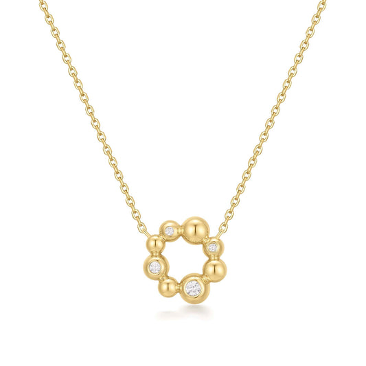Gold Asymmetric Beaded Circle Necklace