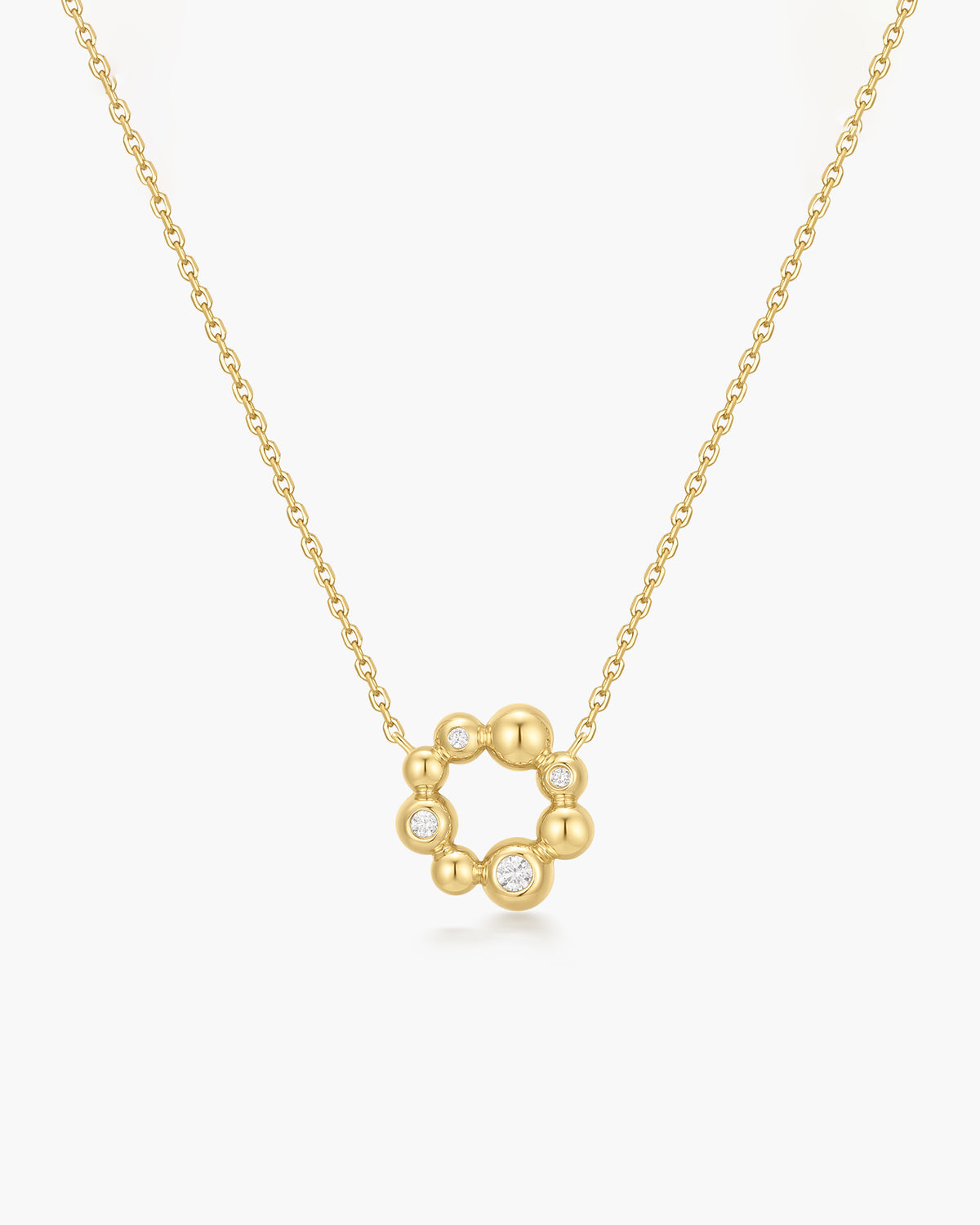 Gold Asymmetric Beaded Circle Necklace