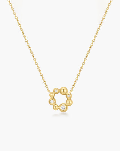 Gold Asymmetric Beaded Circle Necklace