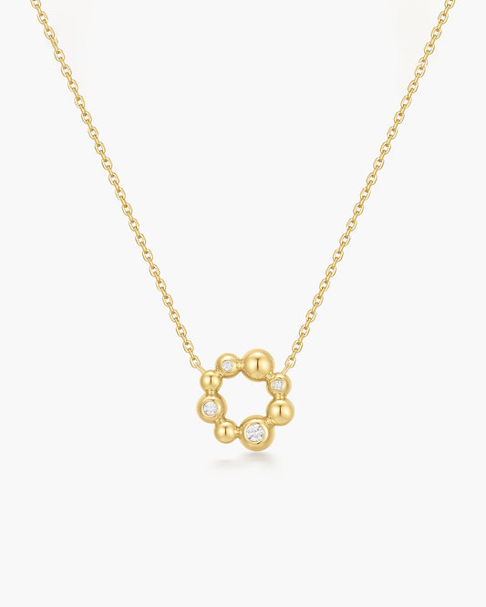 Gold Asymmetric Beaded Circle Necklace