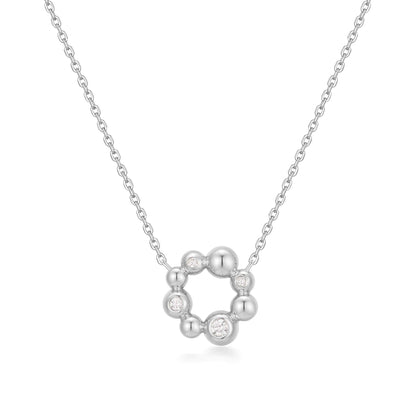 Silver Asymmetric Beaded Circle Necklace