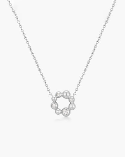 Silver Asymmetric Beaded Circle Necklace