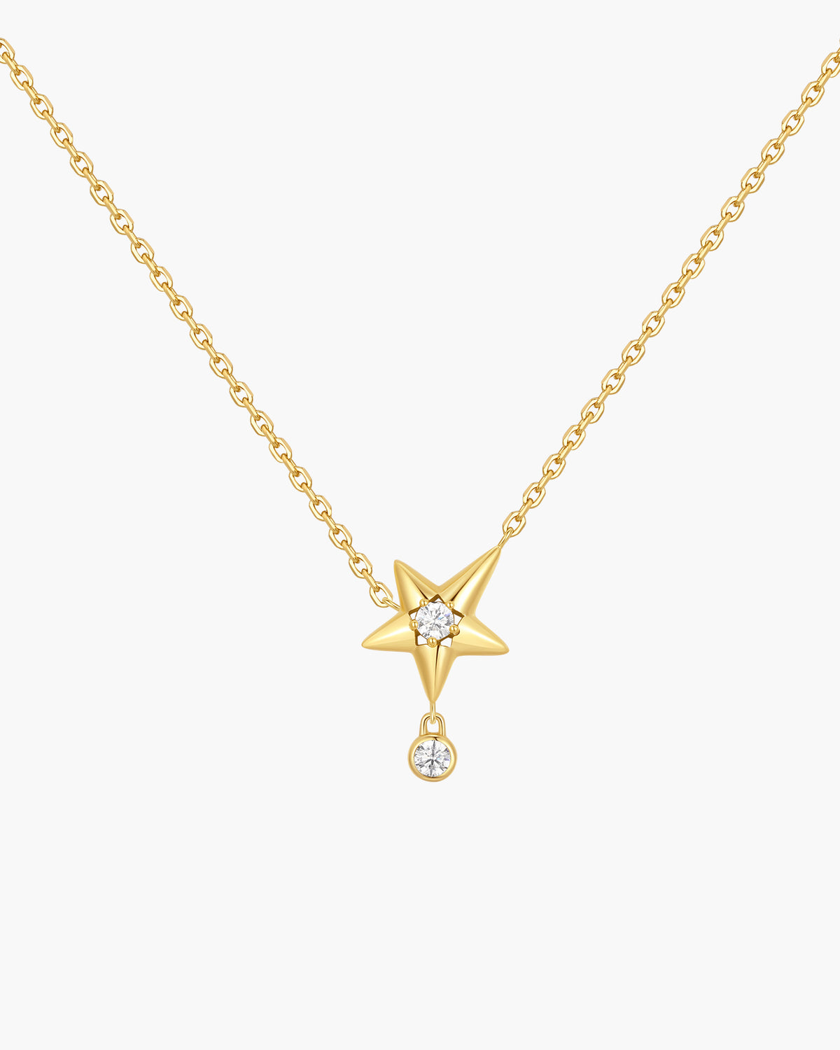 Gold Sparkling Star Drop Necklace