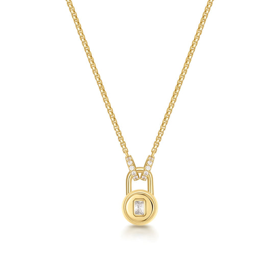 Gold Linked Locket Dangle Necklace