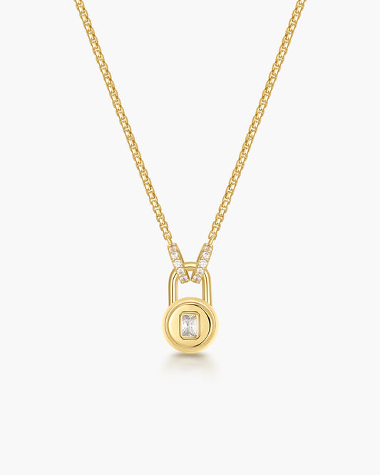 Gold Linked Locket Dangle Necklace