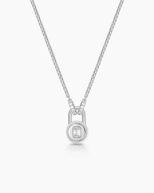Silver Linked Locket Dangle Necklace