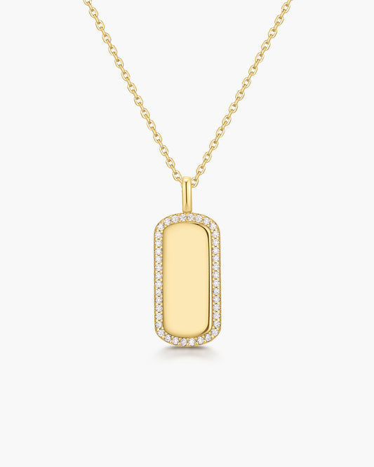 Gold Sparkling Tag Necklace
