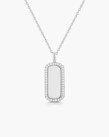 Silver Sparkling Tag Necklace