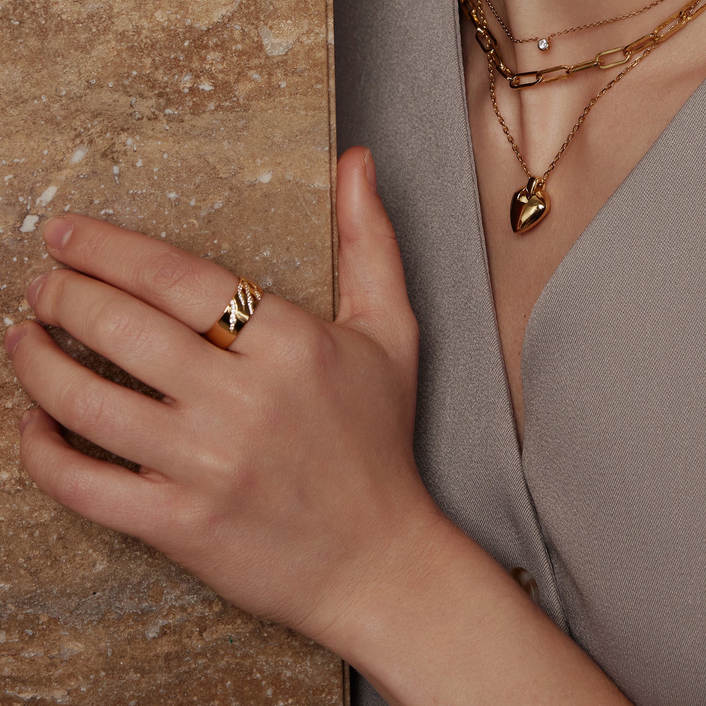 Gold Shield Pendent Necklace