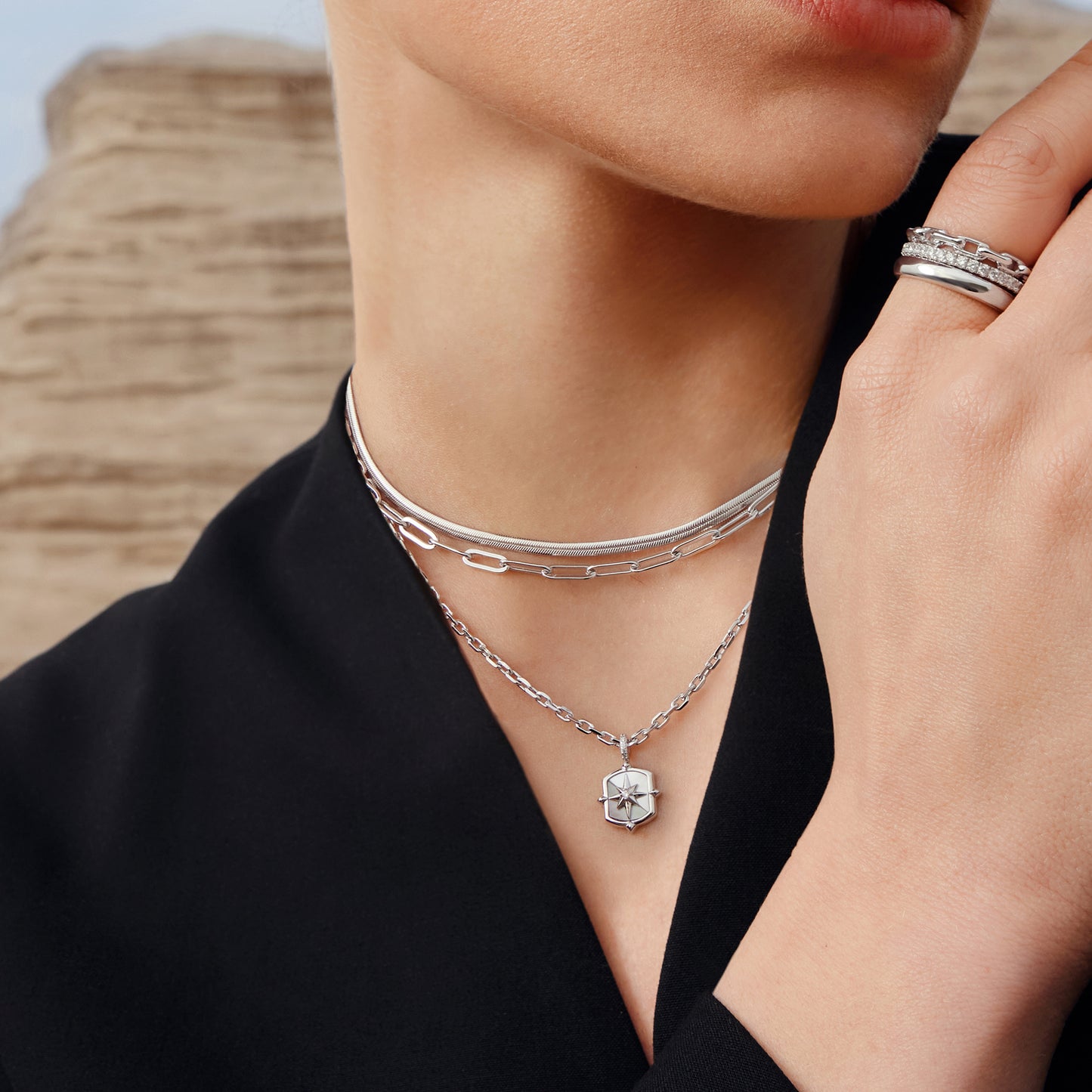 Silver Paper Clip Chain Necklace