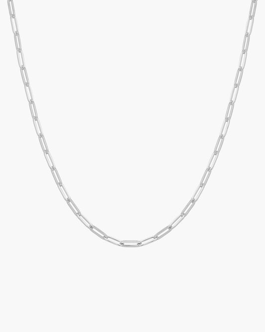 Silver Paper Clip Chain Necklace