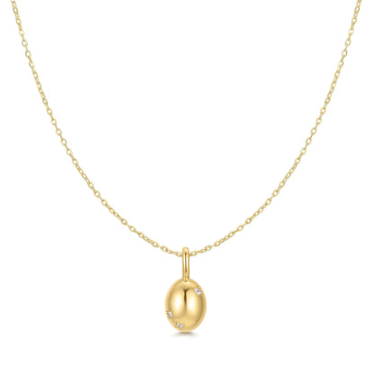 Gold Floral Oval Pendent Necklace