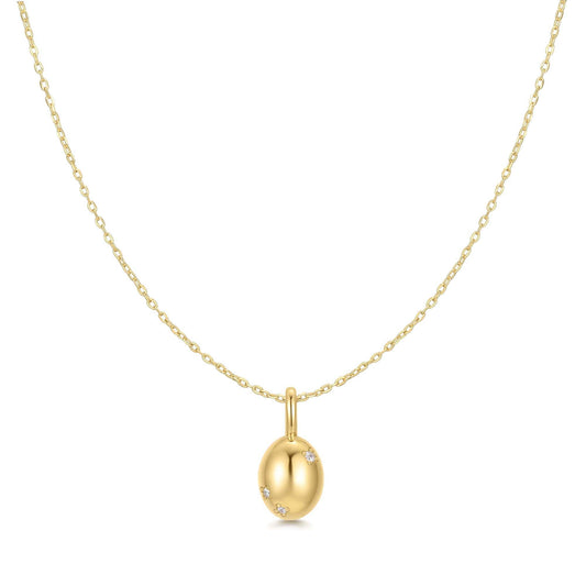 Gold Floral Oval Pendent Necklace
