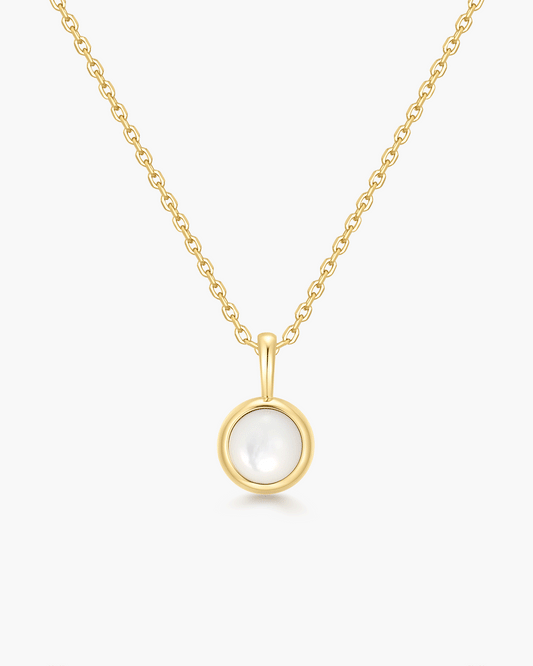 Gold Mother of Pearl Pendant Necklace