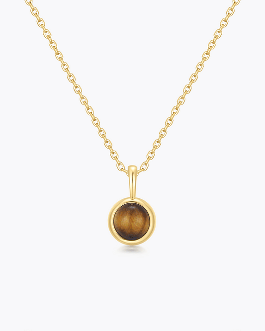 Gold Tiger Eye Pendant Necklace