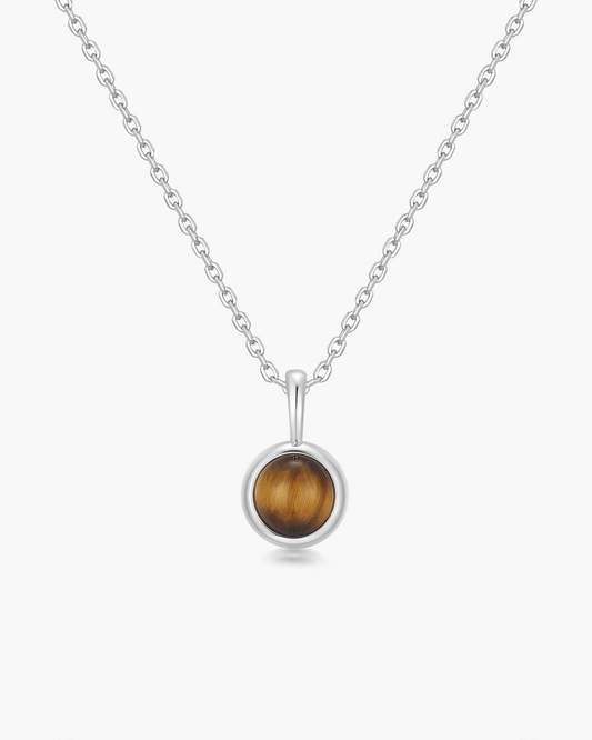 Silver Tiger Eye Pendant Necklace