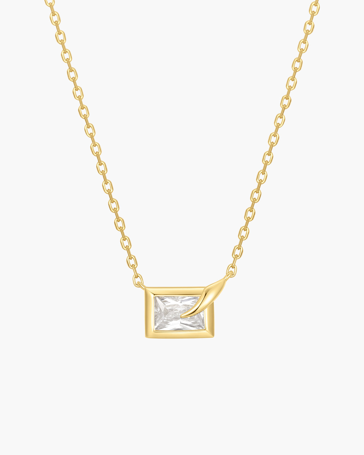 Gold Sparkling Bezel-Set Cube Necklace