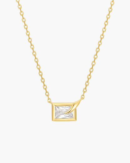 Gold Sparkling Bezel-Set Cube Necklace