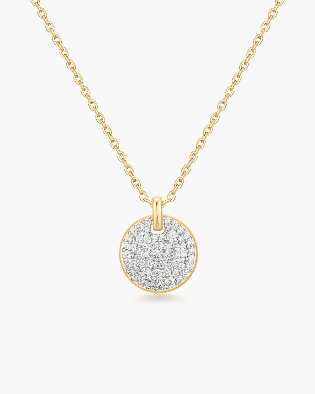 Two-Tone Large Pavé Disc Necklace