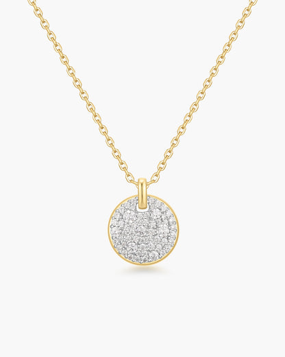 Two-Tone Large Pavé Disc Necklace