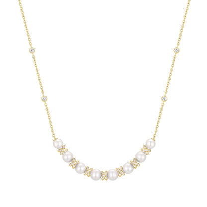 Gold Sparkling Braided Shell Pearl Necklace