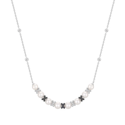 Two-Tone Sparkling Braided Shell Pearl Necklace