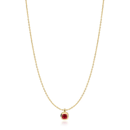 Gold Crimson Solitaire Necklace