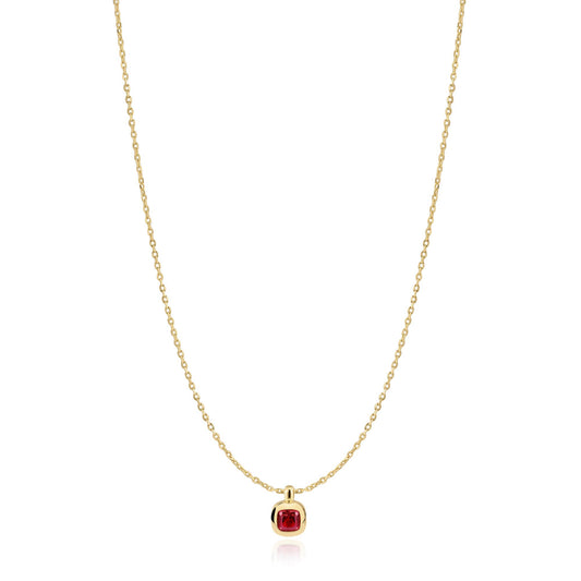 Gold Crimson Solitaire Necklace