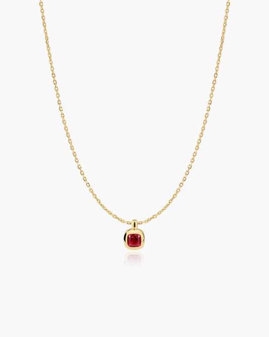 Gold Crimson Solitaire Necklace