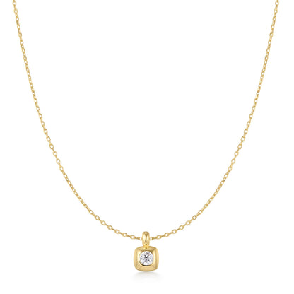 Gold Modern Bezel-Set Solitaire Necklace