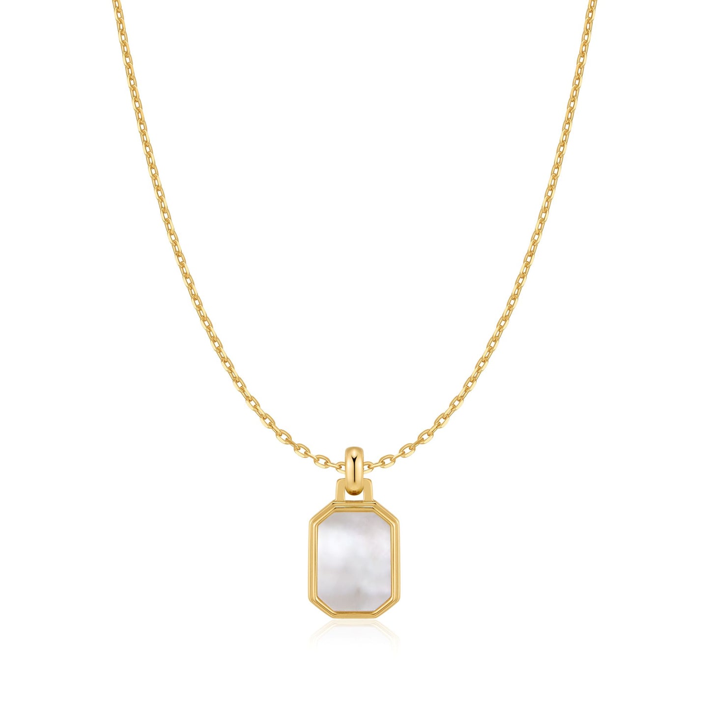 Gold Square Mother-of-Pearl Necklace