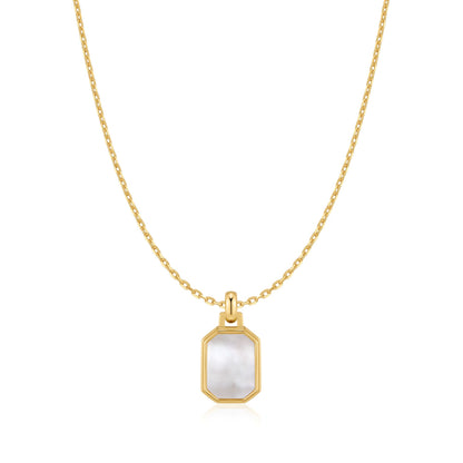 Gold Square Mother-of-Pearl Necklace