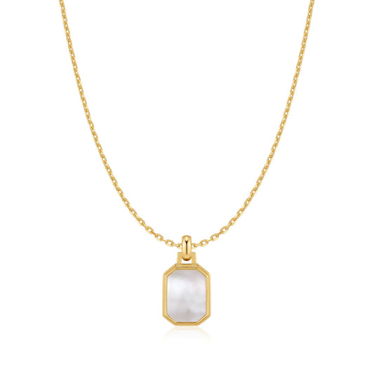 Gold Square Mother-of-Pearl Necklace