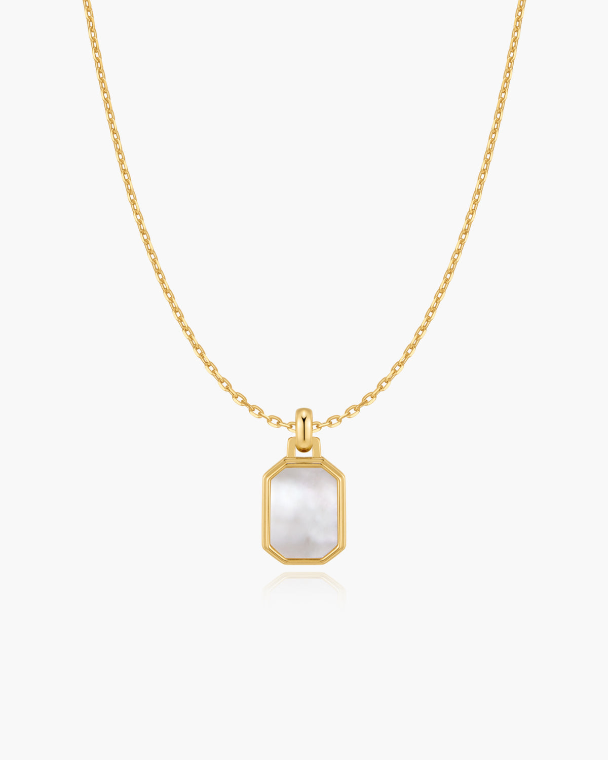 Gold Square Mother-of-Pearl Necklace
