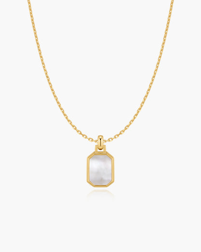 Gold Square Mother-of-Pearl Necklace