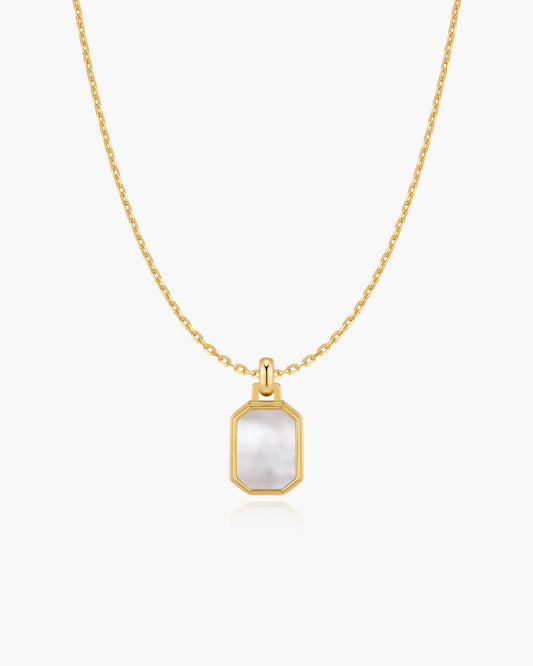 Gold Square Mother-of-Pearl Necklace