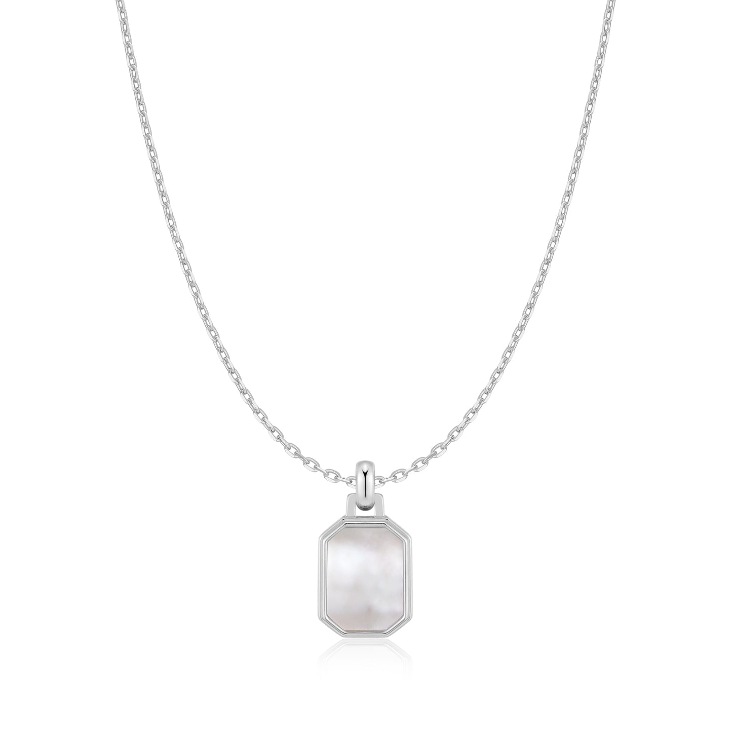 Silver Square Mother-of-Pearl Necklace