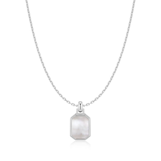 Silver Square Mother-of-Pearl Necklace