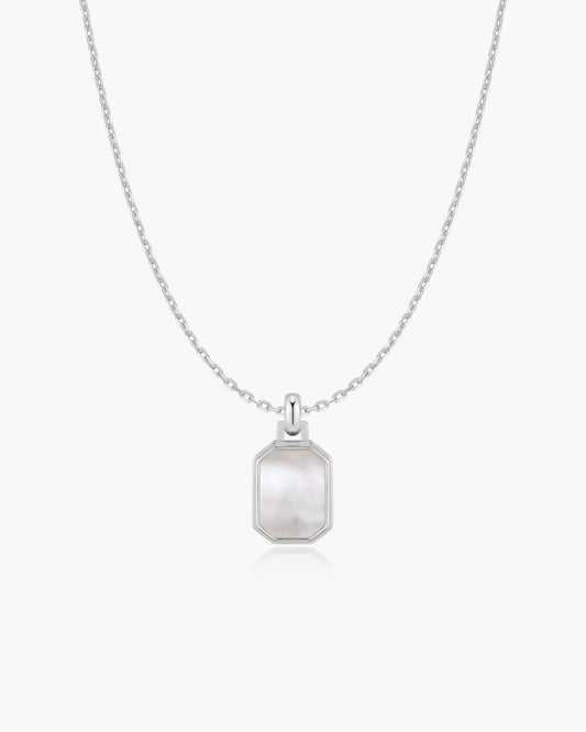 Silver Square Mother-of-Pearl Necklace