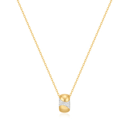 Gold Puffed Rivulet Pavé Necklace