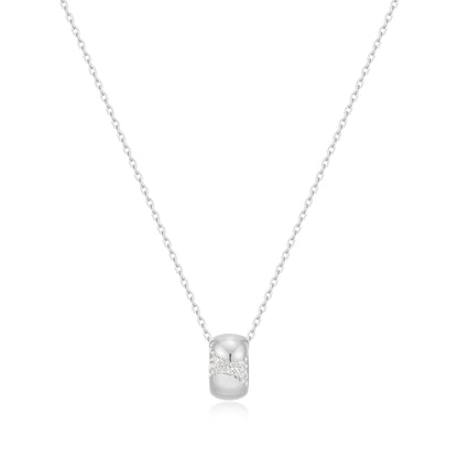 Silver Puffed Rivulet Pavé Necklace