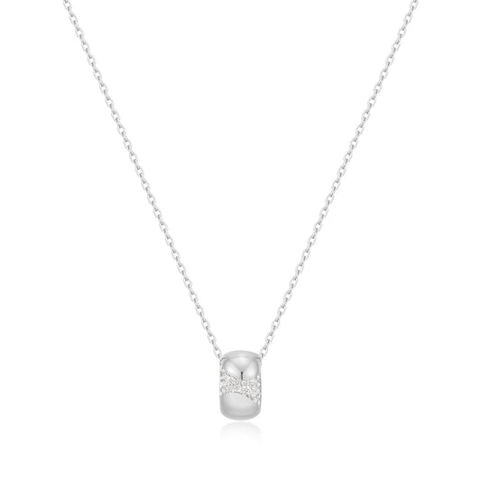 Silver Puffed Rivulet Pavé Necklace