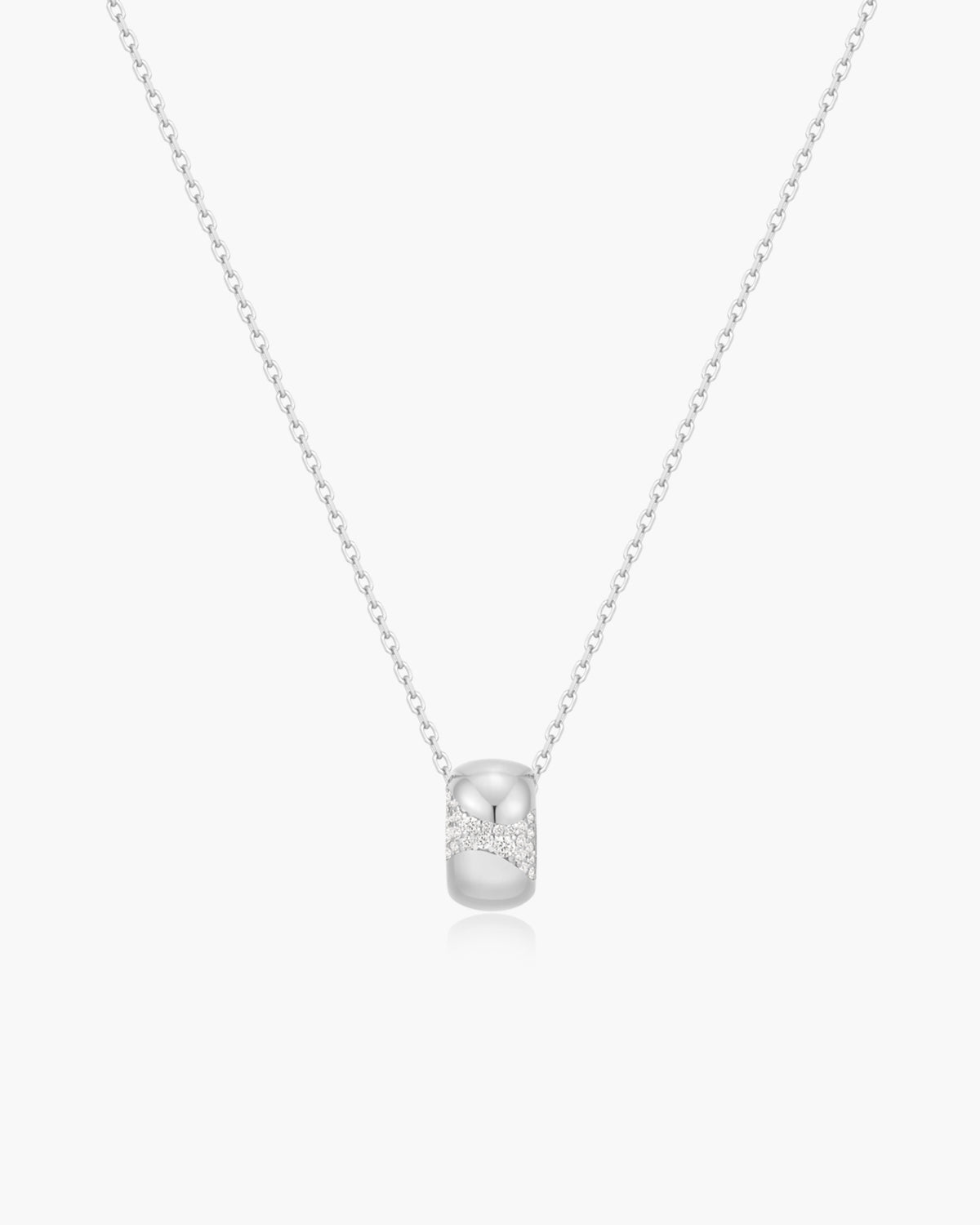 Silver Puffed Rivulet Pavé Necklace